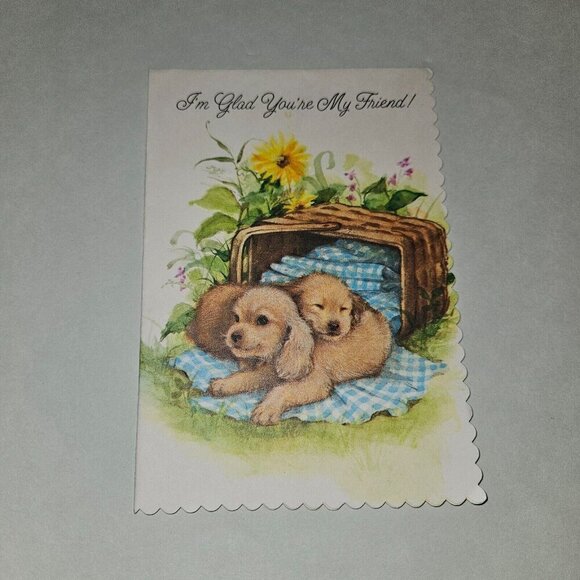 3 VTG Happy Birthday Greeting Cards Lot Floral Lake Birds Puppies NEVER USED - Picture 8 of 10